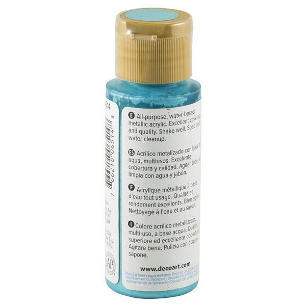 slide 9 of 13, Deco Art Dazzling Metallics Paint Peacock Pearl Turquoise, 2 oz