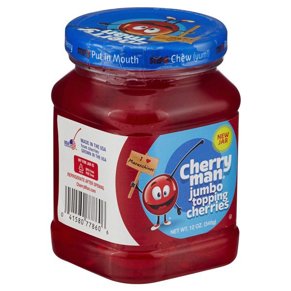 slide 5 of 17, CherryMan Jumbo Topping Maraschino Cherries, 12 oz