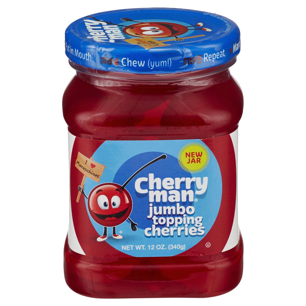 slide 1 of 17, CherryMan Jumbo Topping Maraschino Cherries, 12 oz