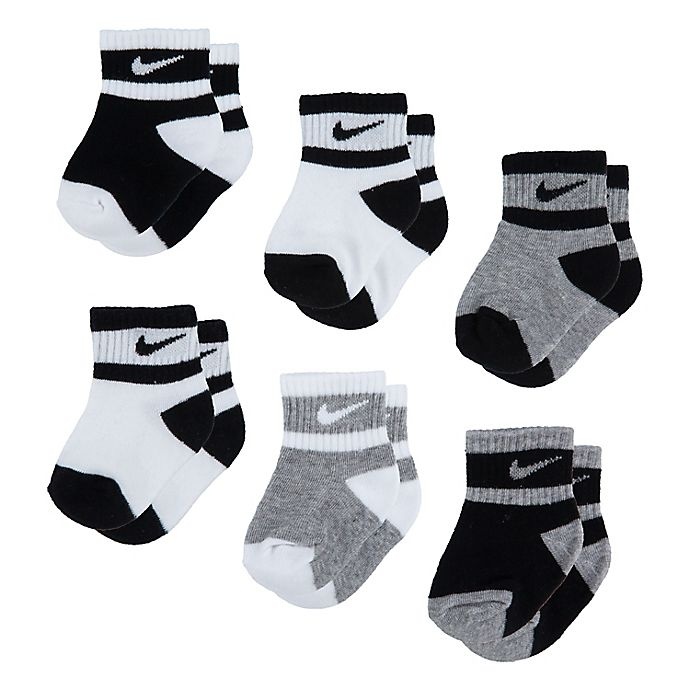 slide 1 of 2, Nike Toddler Swoosh Socks - Black/White/Grey, 6 ct