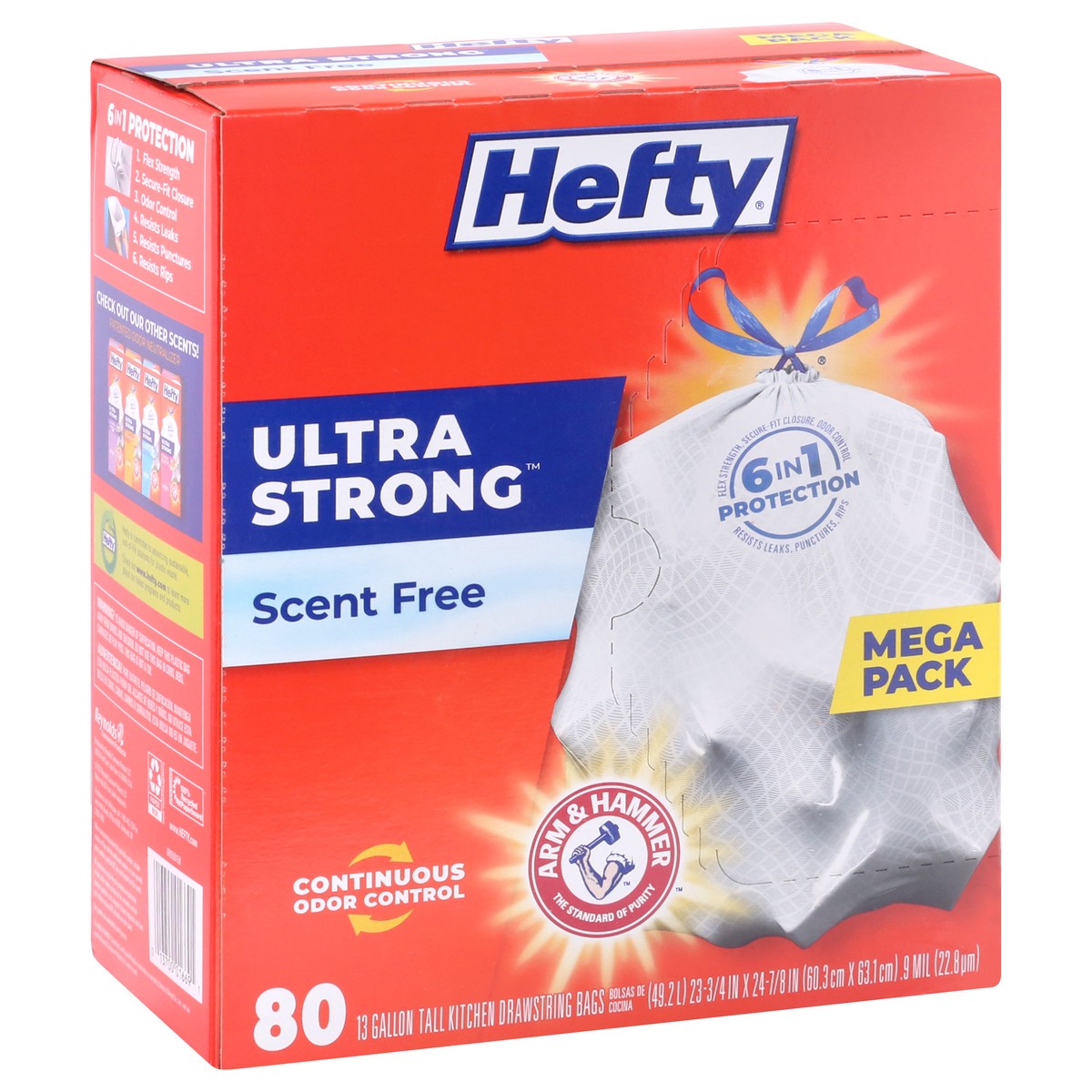 slide 2 of 9, Hefty Ultra Strong 13 Gallon Trash Bags, Tall Kitchen Trash Bags, White, Unscented, 80 Bags, 3.67 lb