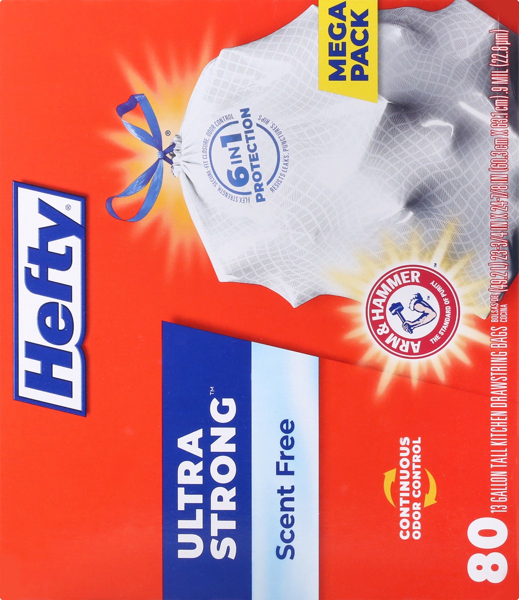 slide 3 of 9, Hefty Ultra Strong 13 Gallon Trash Bags, Tall Kitchen Trash Bags, White, Unscented, 80 Bags, 3.67 lb