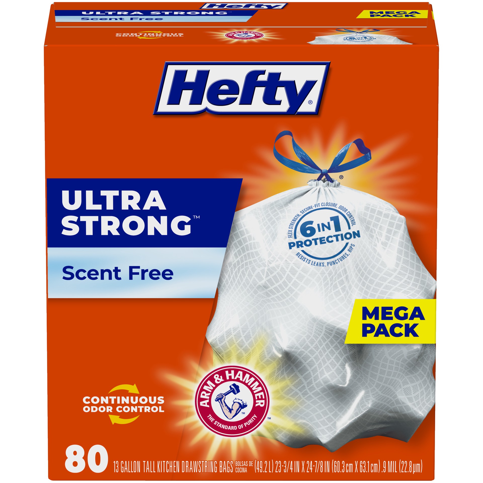 slide 1 of 9, Hefty Ultra Strong 13 Gallon Trash Bags, Tall Kitchen Trash Bags, White, Unscented, 80 Bags, 3.67 lb