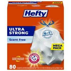 Hefty Ultra Strong Tall Scent Free Kitchen Drawstring Bags Mega Pack 80 ea