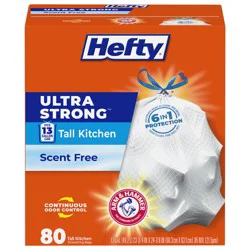 Hefty Ultra Strong Tall Kitchen Drawstring Trash Bags, Scent Free, Mega Pack - 80 ct