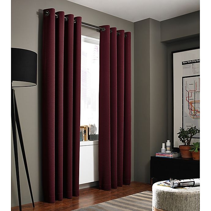 slide 1 of 1, Kenneth Cole Reaction Home Gotham Grommet Room Darkening Window Curtain Panel - Bordeaux, 84 in