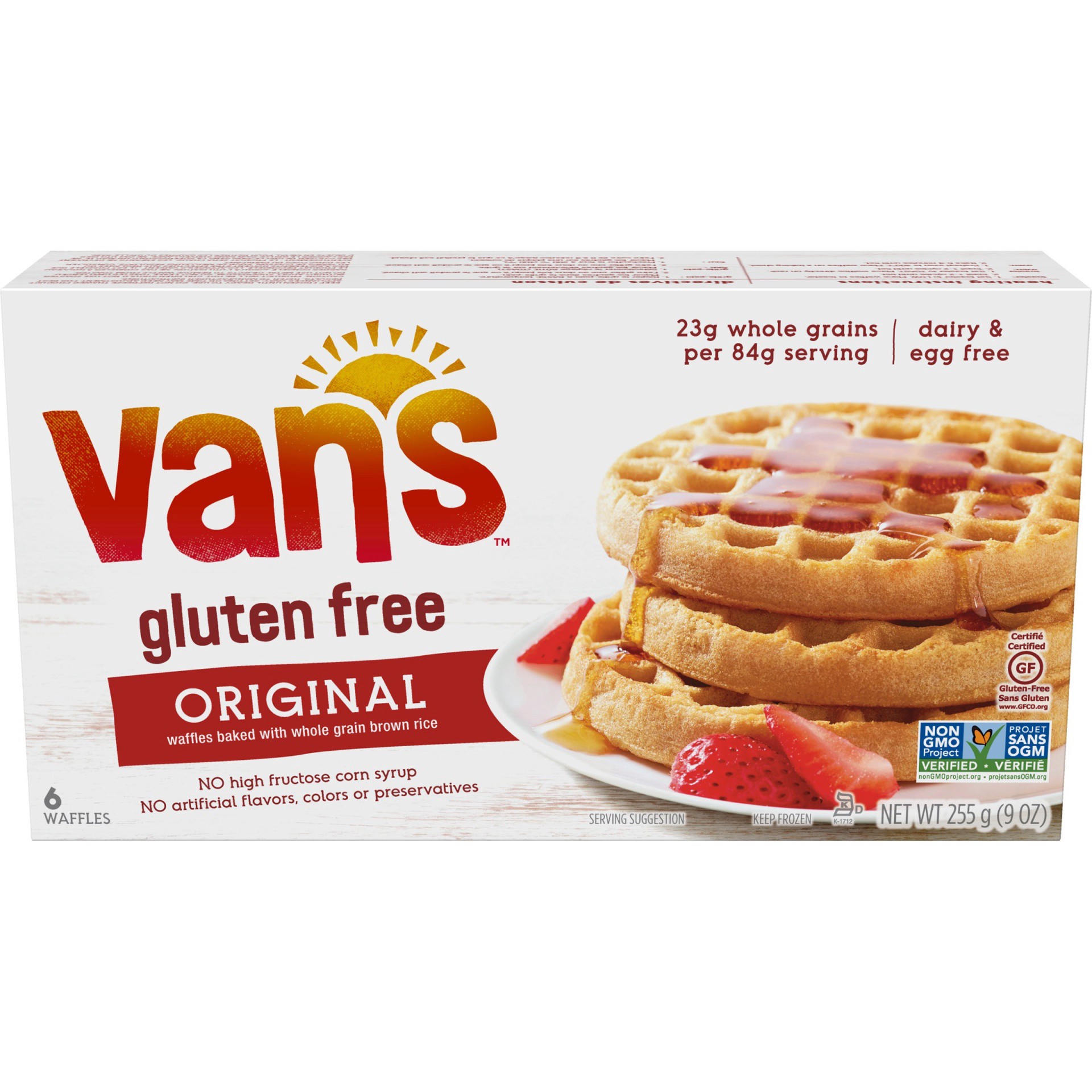 slide 1 of 13, Van's Waffles 6 ea, 9 oz