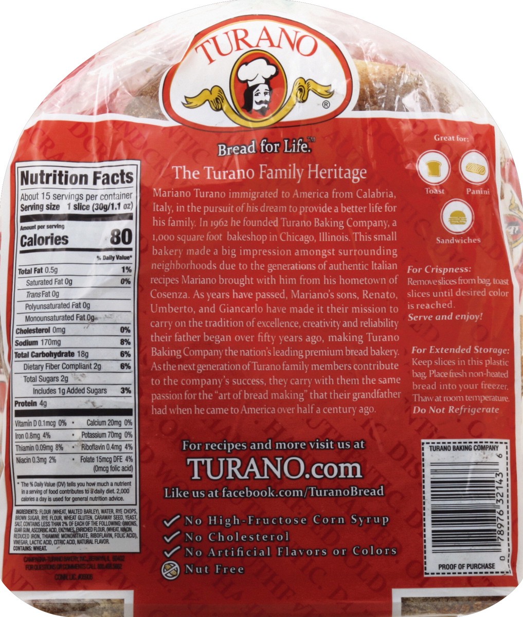 slide 4 of 6, Turano Rustic Rye, 16 oz