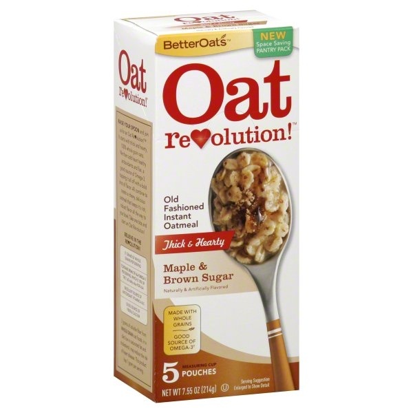 slide 1 of 1, Better Oats Oat Revolution! Maple & Brown Sugar Old Fashioned Instant Oatmeal, 5 ct