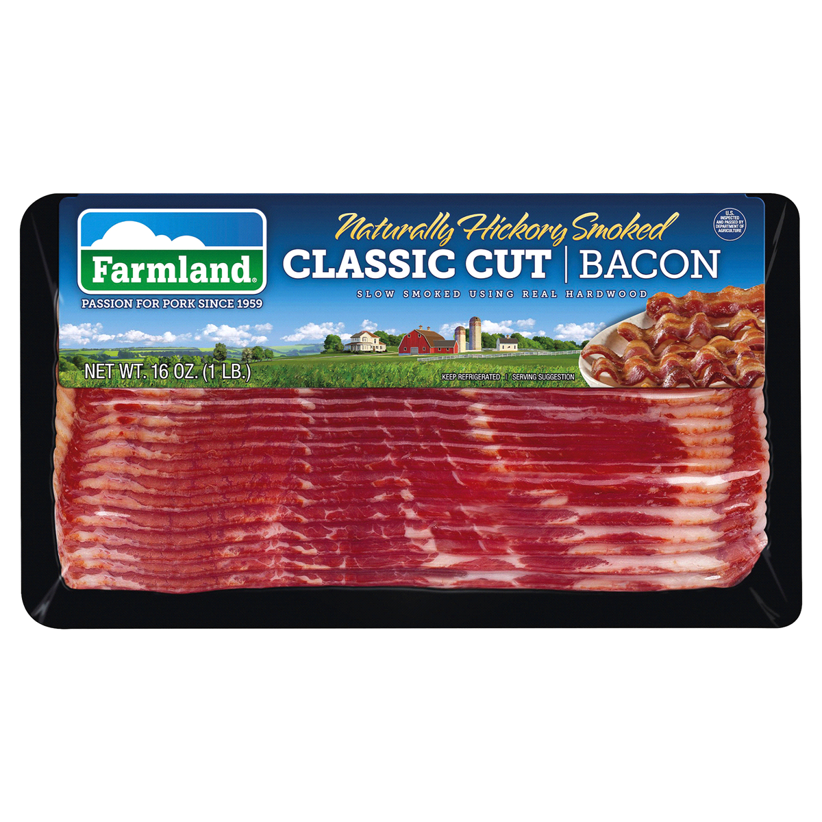slide 1 of 1, Farmland Classic Cut Naturally Hickory Smoked Bacon, 16 oz, 16 oz