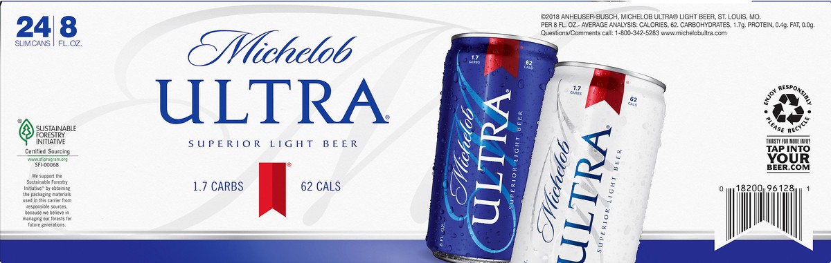 slide 7 of 8, Michelob Ultra Light Beer, 24 Pack 8 fl. oz. Cans, 24 ct; 8 fl oz