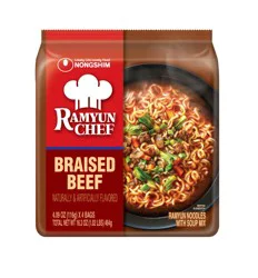 Nongshim Ramyun Chef Braised Beef Noodles with Soup Mix - 4 ct / 4.09 oz