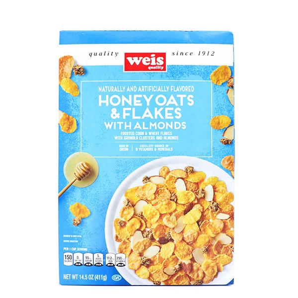 slide 1 of 1, Weis Quality Toasted Multi Grain with Oats and Almonds Cereal, 14.5 oz