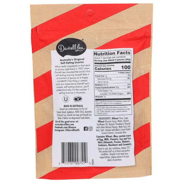 slide 4 of 5, Darrell Lea Soft Australian Strawberry Flavored Liquorice, 7 oz