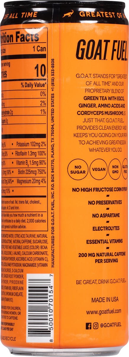 slide 11 of 14, G.O.A.T. Fuel Mango Passion Fruit Energy Drink - 12 fl oz, 12 fl oz
