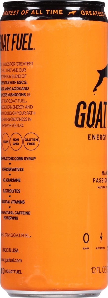 slide 14 of 14, G.O.A.T. Fuel Mango Passion Fruit Energy Drink - 12 fl oz, 12 fl oz