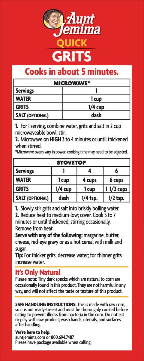 slide 4 of 6, Aunt Jemima Quick Grits 80 Oz, 5 lb