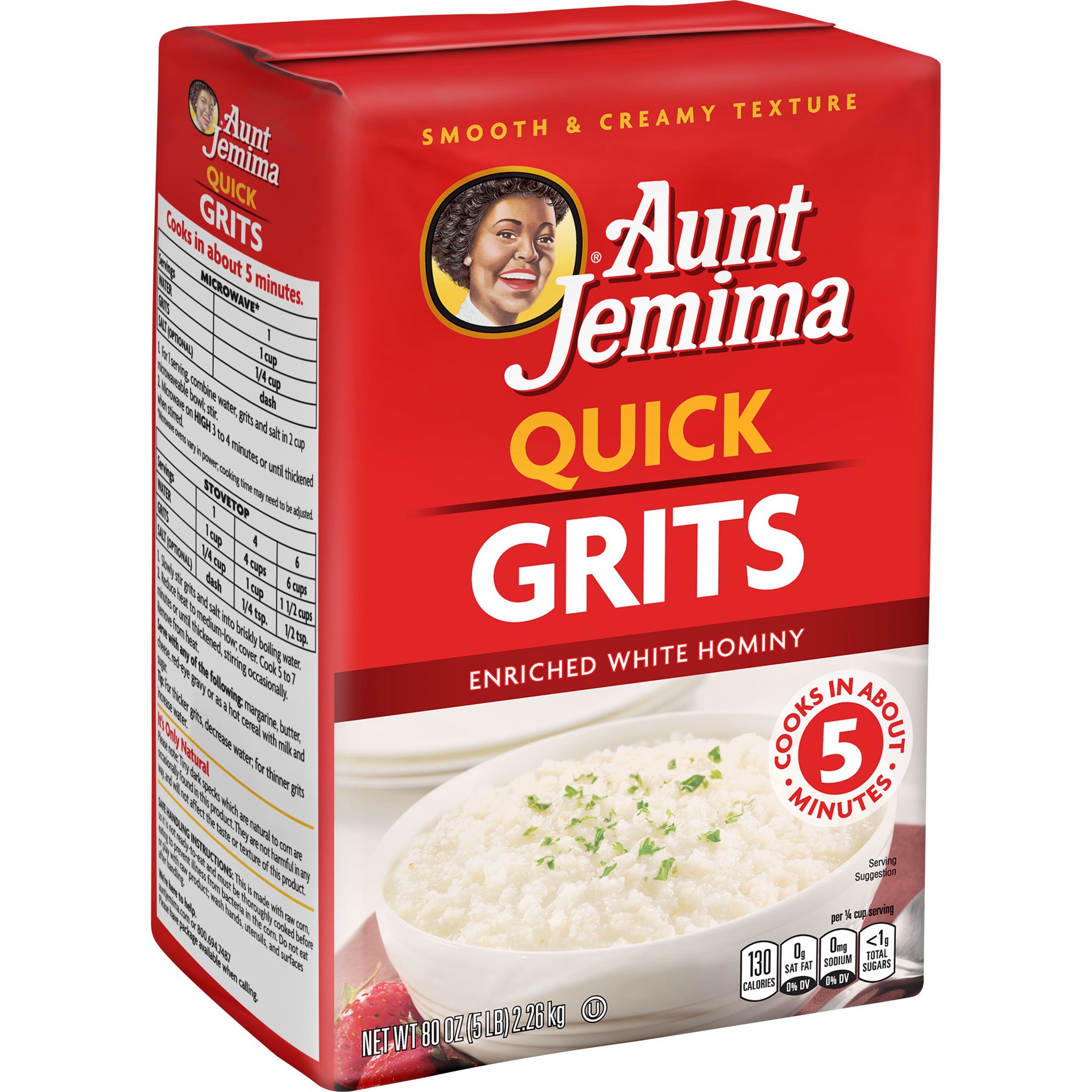 slide 1 of 6, Aunt Jemima Quick Grits 80 Oz, 5 lb