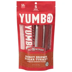 Old Wisconsin Yumbo Premium Honey Brown Sugar Turkey Sausage Sticks - 5 x 2 oz