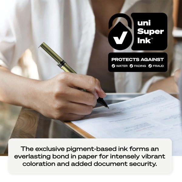 slide 2 of 7, uni-ball Deluxe Rollerball Pens, Micro Point, Graphite Barrel, Black Ink, Pack Of 3, 3 ct