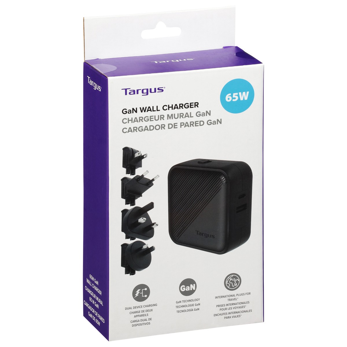 slide 3 of 9, Targus 65W Gan Wall Charger, Black, Apa803Gl, 1 ct