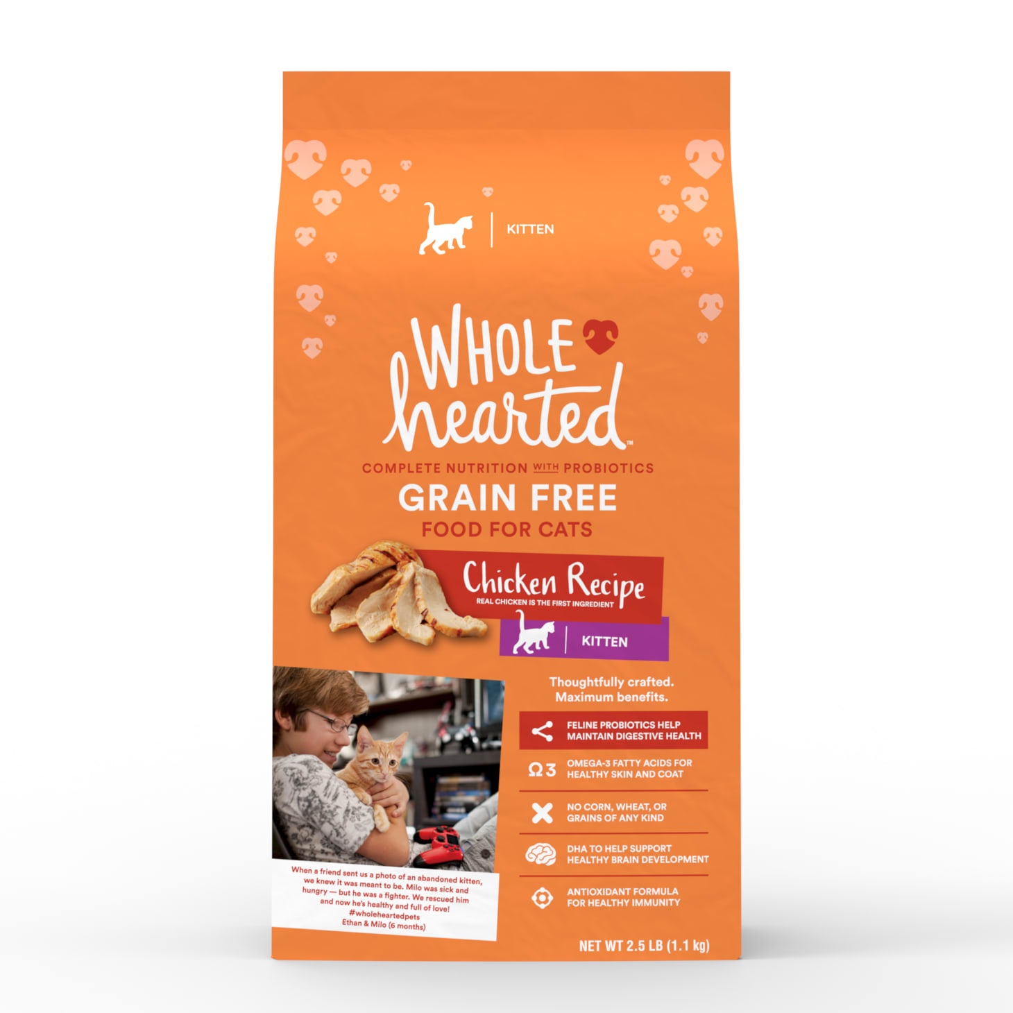 slide 1 of 1, WholeHearted Grain Free Chicken Formula Dry Kitten Food, 2.5 lb