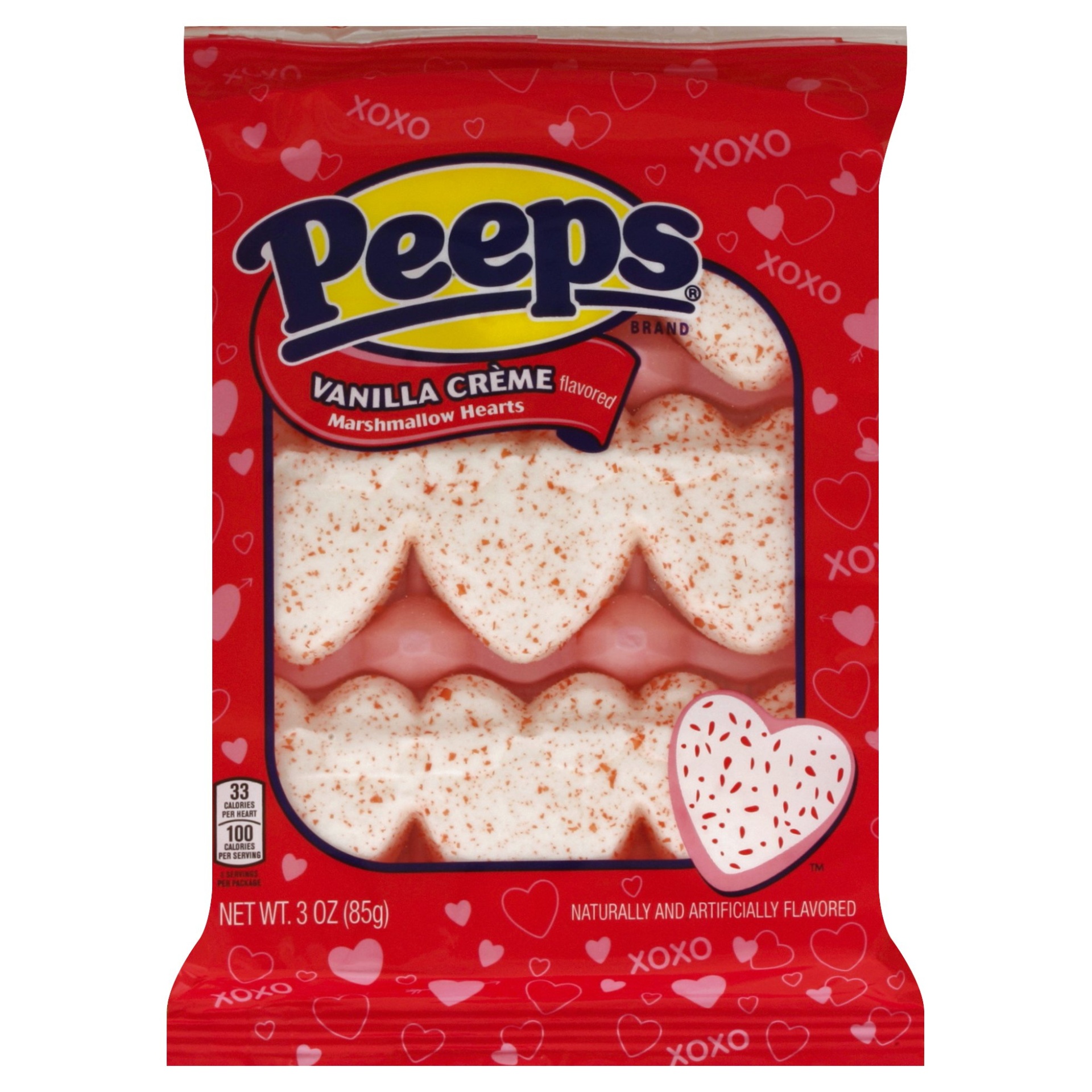 slide 1 of 5, Peeps Marshmallow Hearts Vanilla Creme - 9 CT, 3 oz