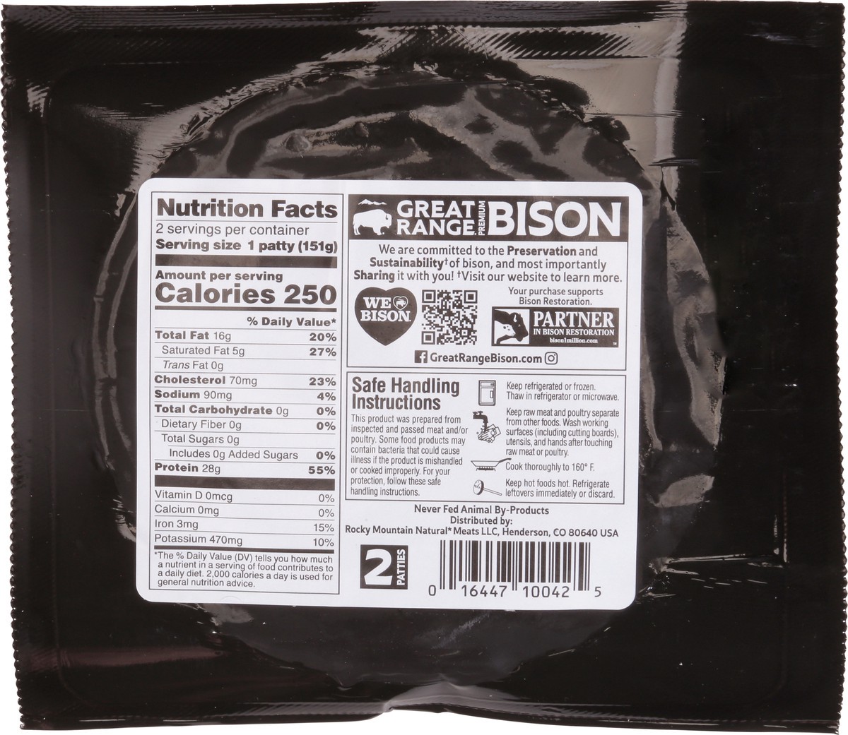 slide 9 of 9, Great Range All Natural Bison Patties 2 ea, 2 ct; 10.66 oz