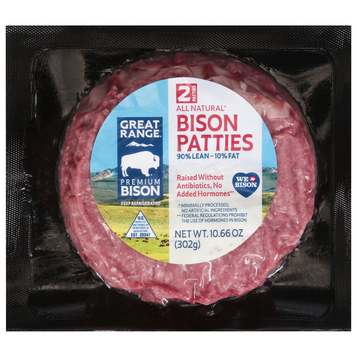 slide 1 of 9, Great Range All Natural Bison Patties 2 ea, 2 ct; 10.66 oz