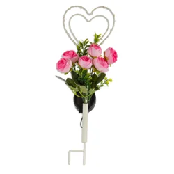 Memorial Solar String Light Stake With Faux Floral Accents
