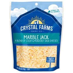 Crystal Farms Finely Shredded Marble Jack Cheese, 8 oz