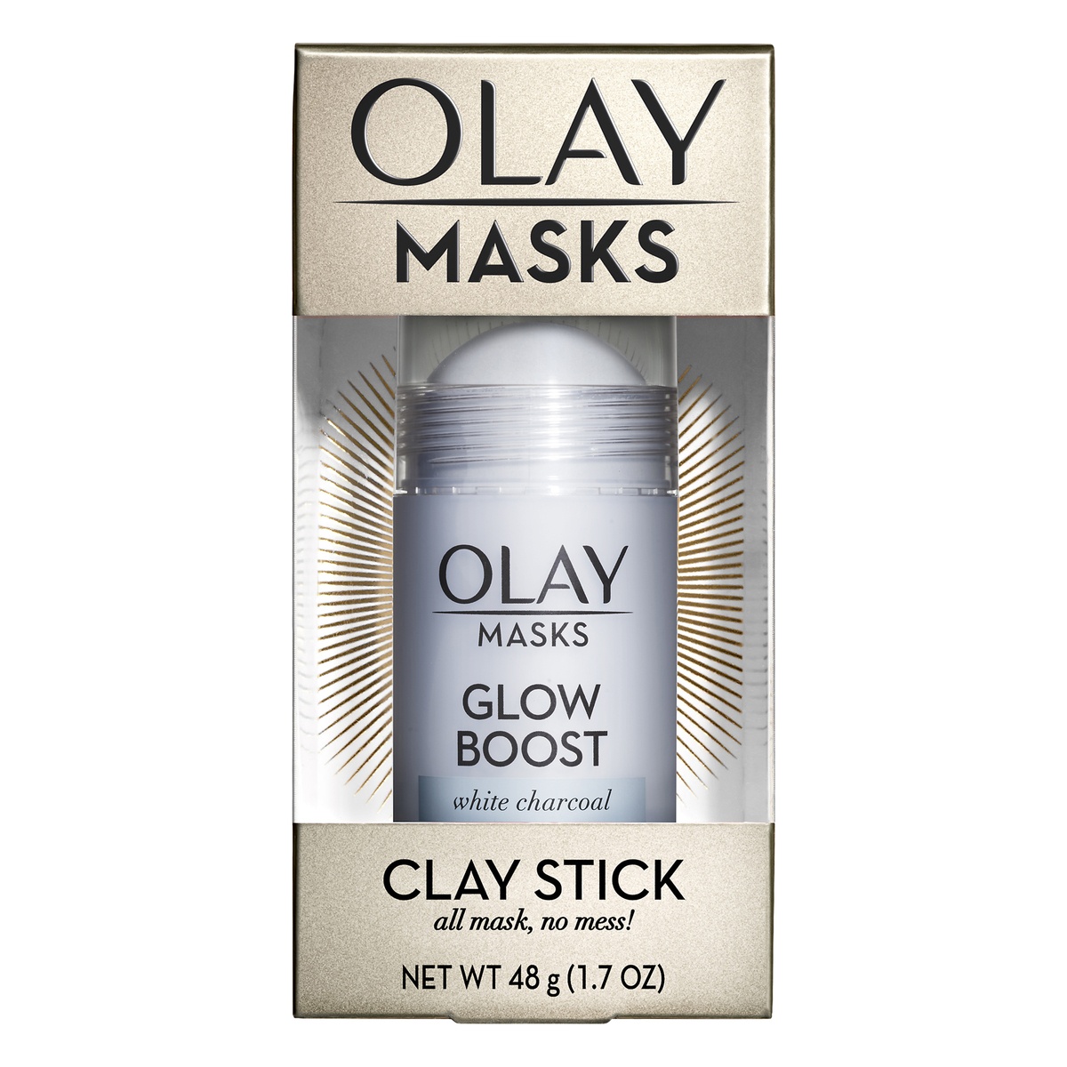 slide 1 of 2, Olay Glow Boost White Charcoal Clay Face Mask Stick, 1.7 oz