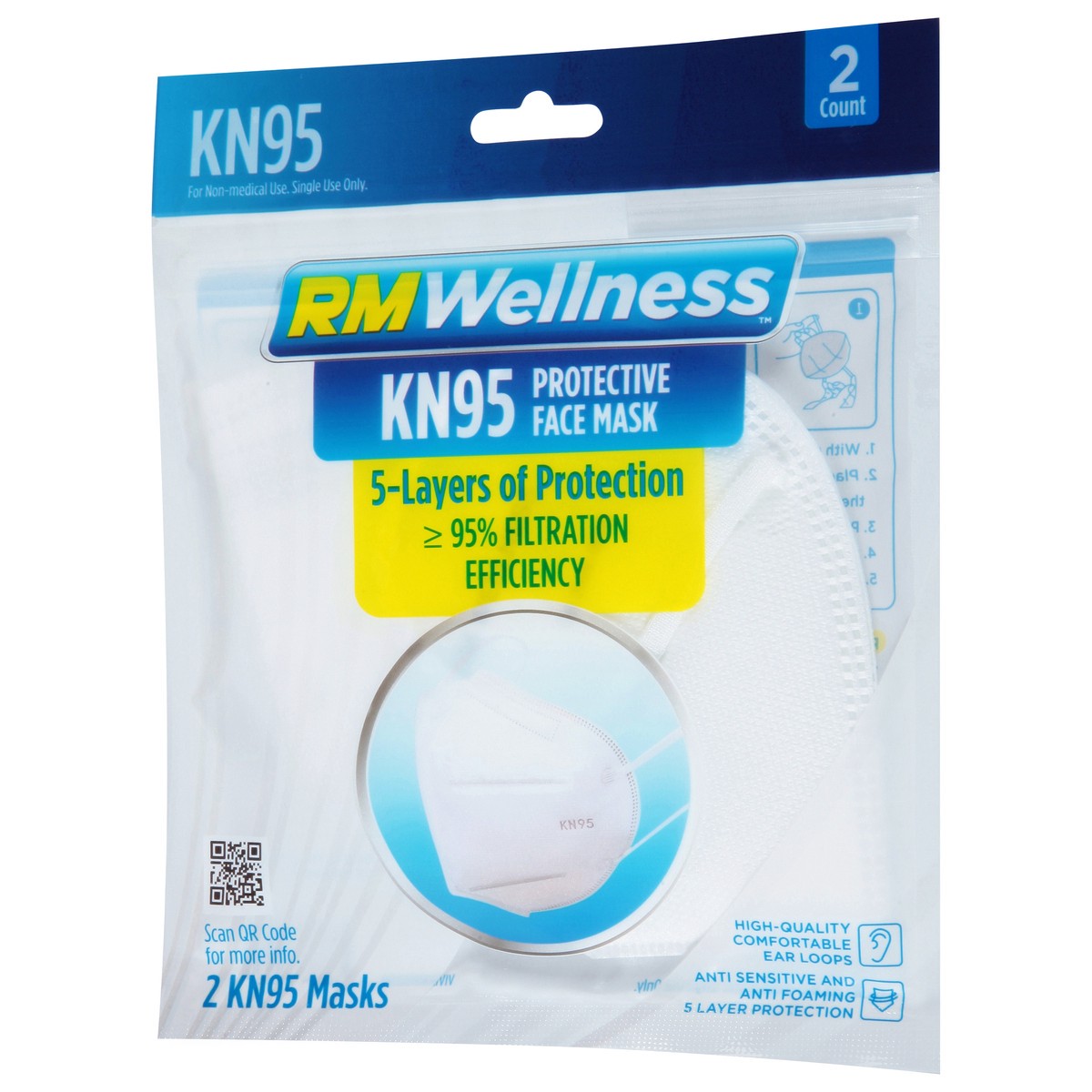 slide 5 of 9, RM Wellness KN95 Face Mask 2 ea, 2 ct
