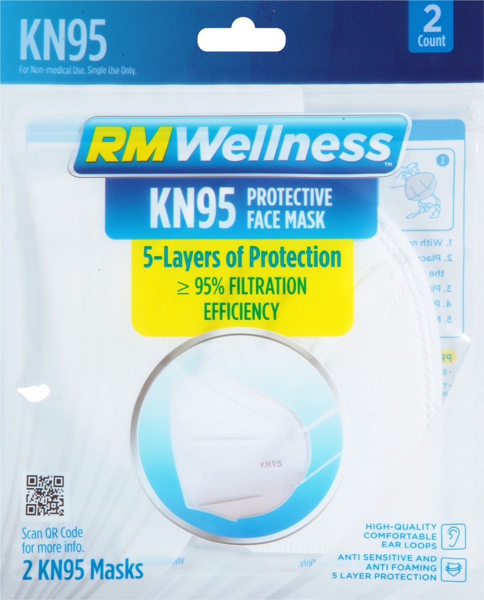 slide 8 of 9, RM Wellness KN95 Face Mask 2 ea, 2 ct