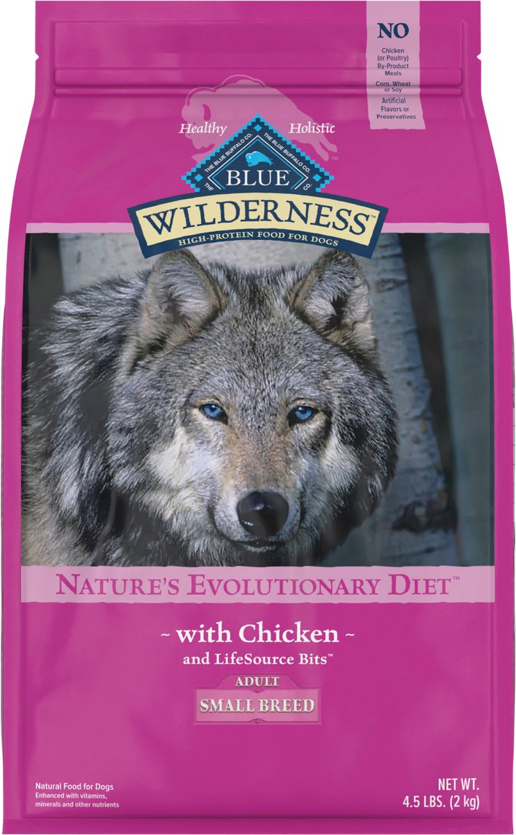 slide 12 of 13, Blue Buffalo Wilderness High Protein, Natural Adult Small Breed Dry Dog Food, Chicken 4.5-lb, 4.5 lb