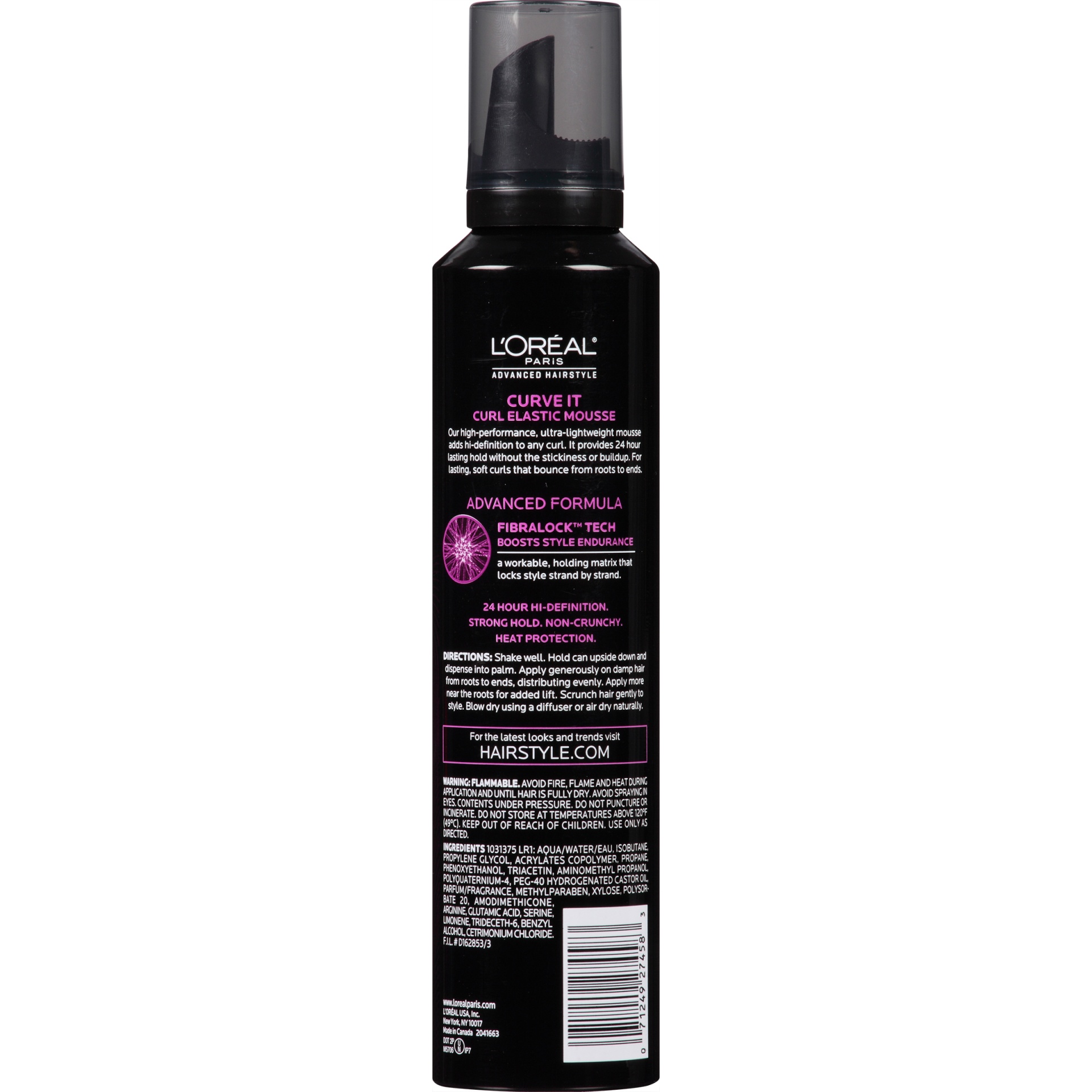 slide 4 of 5, L'Oréal Paris Advanced Hairstyle Curve It Elastic Curl Mousse, 8.3 oz