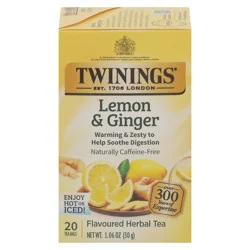 Twinings Lemon & Ginger Herbal Tea 20 Tea Bags- 20 ct; 1.06 oz