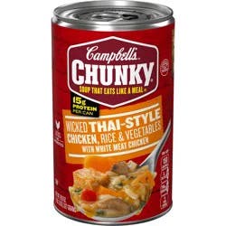 Campbell's Chunky Soup, Wicked Thai-Style Chicken with Rice and Vegetables Soup, 18.6 oz Can