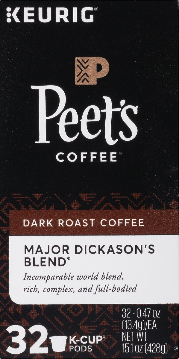 slide 10 of 13, Peet's Coffee Major Dickason's Blend Dark Roast Coffee K-cup Pods - 32 ct, 32 ct