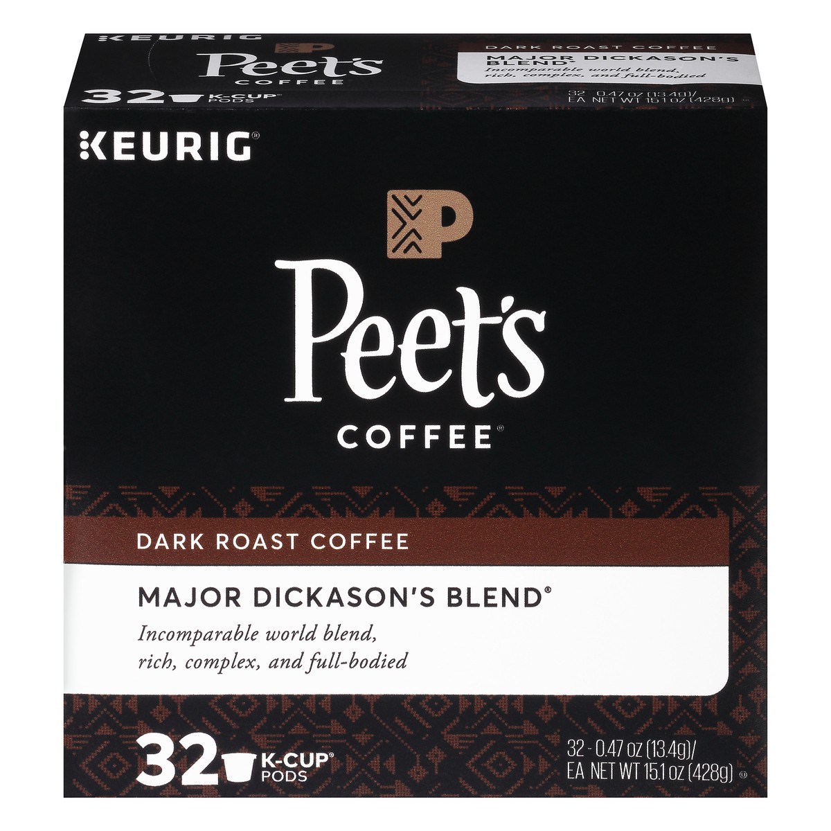 slide 8 of 13, Peet's Coffee Major Dickason's Blend Dark Roast Coffee K-cup Pods - 32 ct, 32 ct