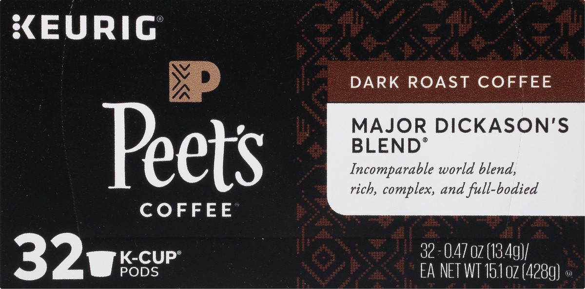 slide 3 of 13, Peet's Coffee Major Dickason's Blend Dark Roast Coffee K-cup Pods - 32 ct, 32 ct