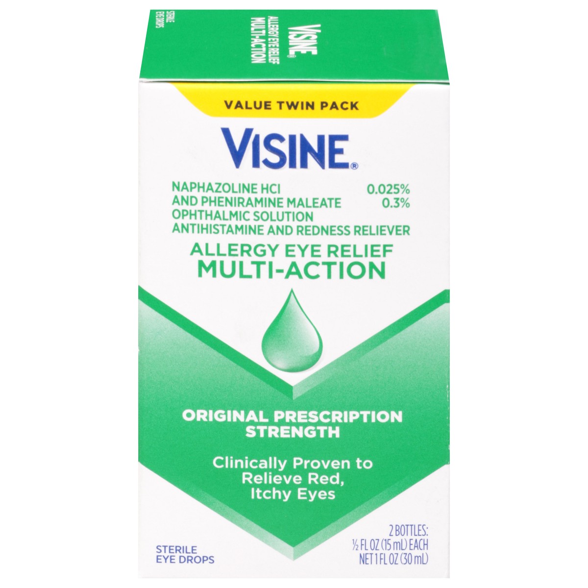 slide 1 of 9, Visine Value Twin Pack Multi-Action Allergy Eye Relief 2 - 0.5 fl oz Bottles, 2 ct