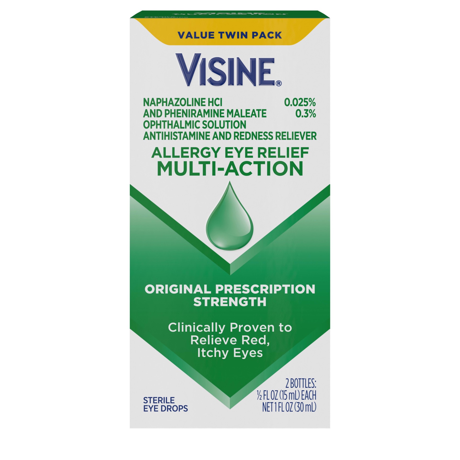 slide 1 of 9, Visine Allergy Eye Relief Multi-Action Eye Drops Value Twin Pack, 1 fl oz