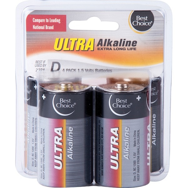 slide 1 of 1, Best Choice Ultra Alkaline D Batteries, 4 ct