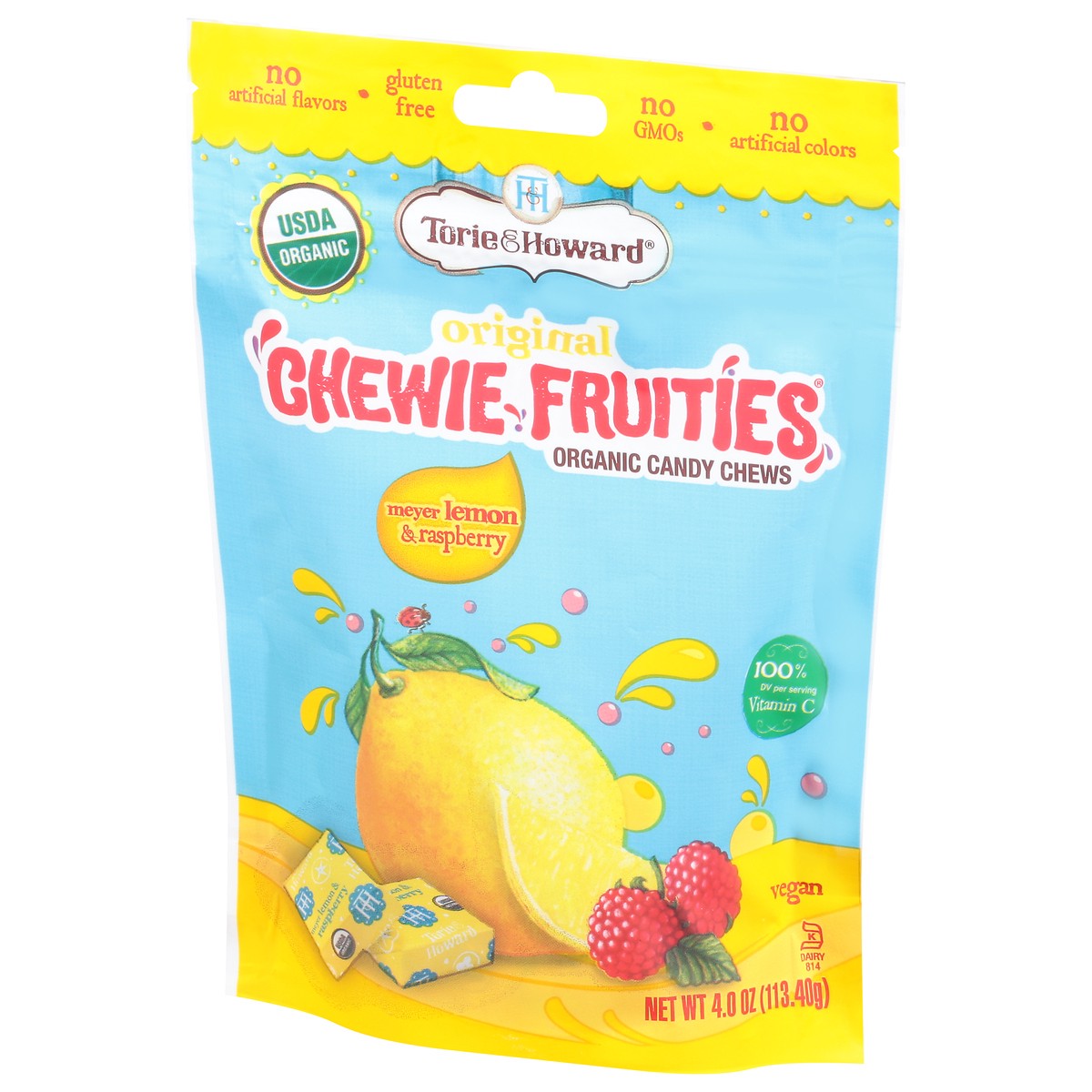 slide 3 of 12, Torie & Howard Chewy Fruities Lemon/ Raspberry, 4 oz