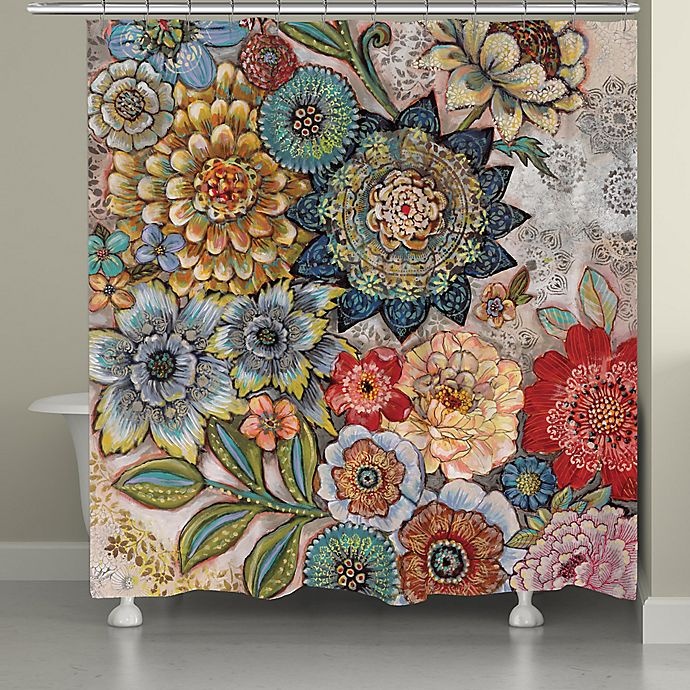 slide 1 of 1, Laural Home Boho Bouquet Shower Curtain, 1 ct