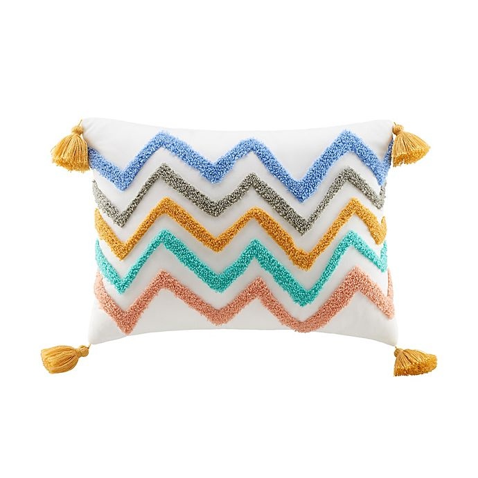 slide 1 of 2, Marmalade Zig Zag Tassels Oblong Throw Pillow, 1 ct