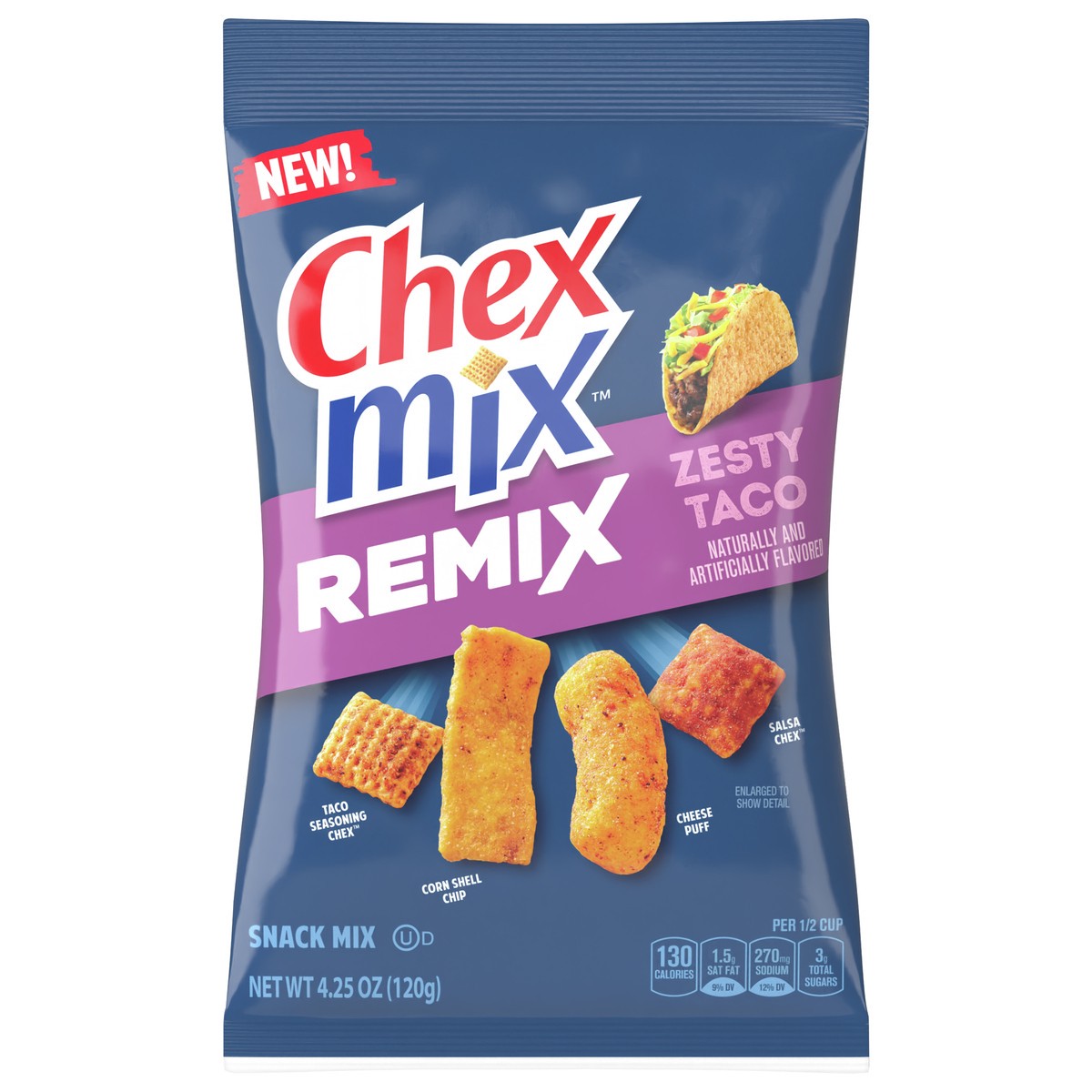 slide 11 of 14, Chex Mix Remix Zesty Taco Snack Mix, 4.25 OZ, 7 oz