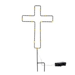 Lighted Memorial Cross Stake