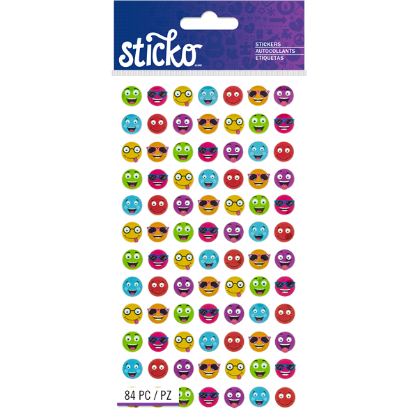 slide 1 of 1, Sticko Stickers Smiley Faces, 84 ct